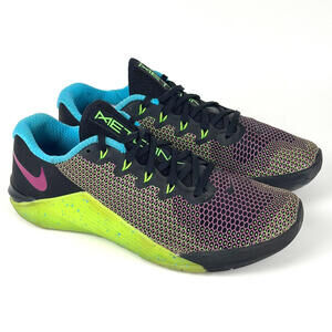 Nike Metcon 5 AMP Gym Athletic Training Shoes Pink Green Strike Womens Size 10